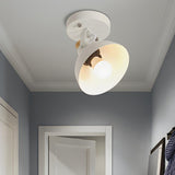 Study Room Adjustable White Dome Semi-Flush Mount Light Image - 2