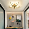 Study Room Colonial Brass Star Glass Flush Mount Light Image - 1