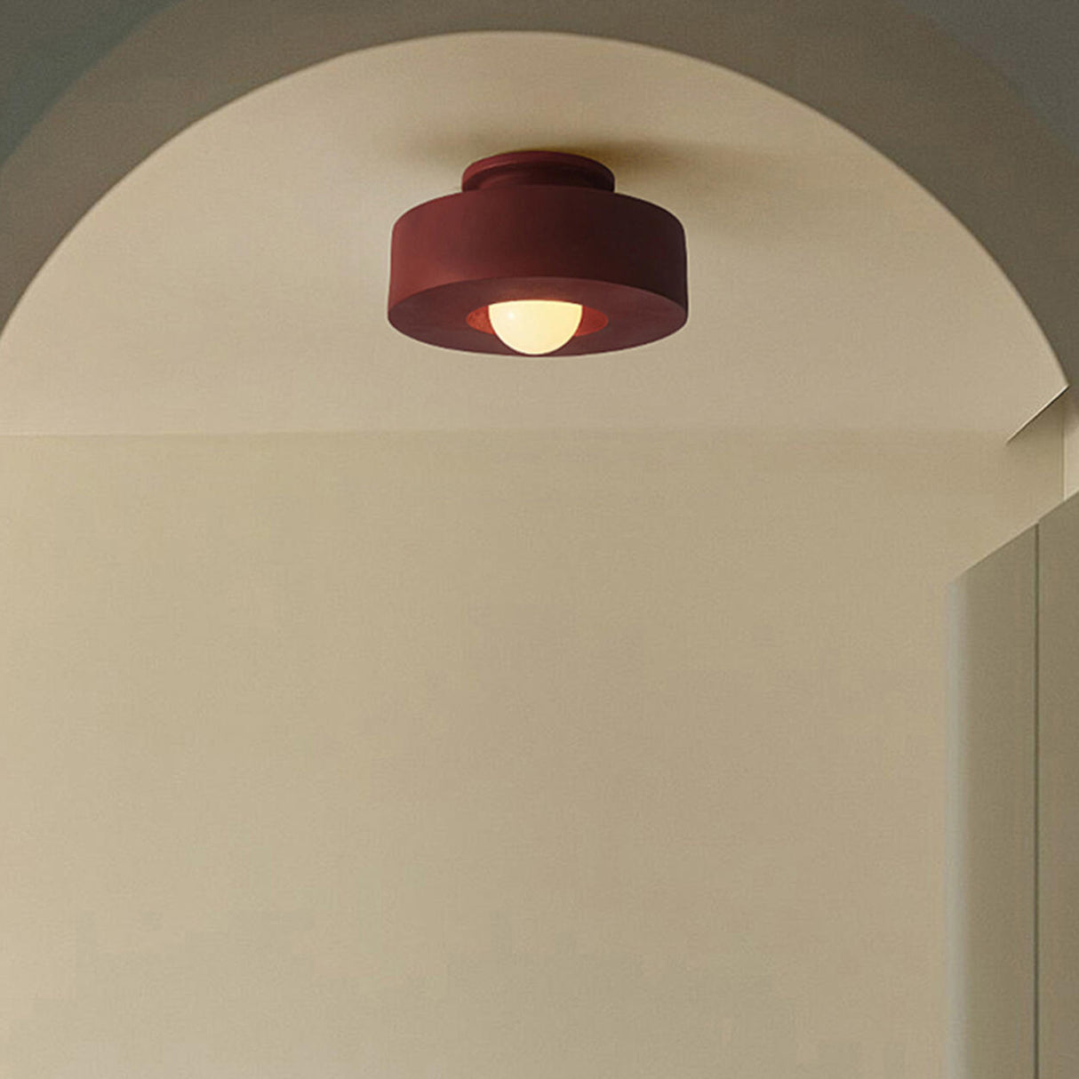 Study Room Mini Red Cylinder Semi-Flush Mount Light Image - 10