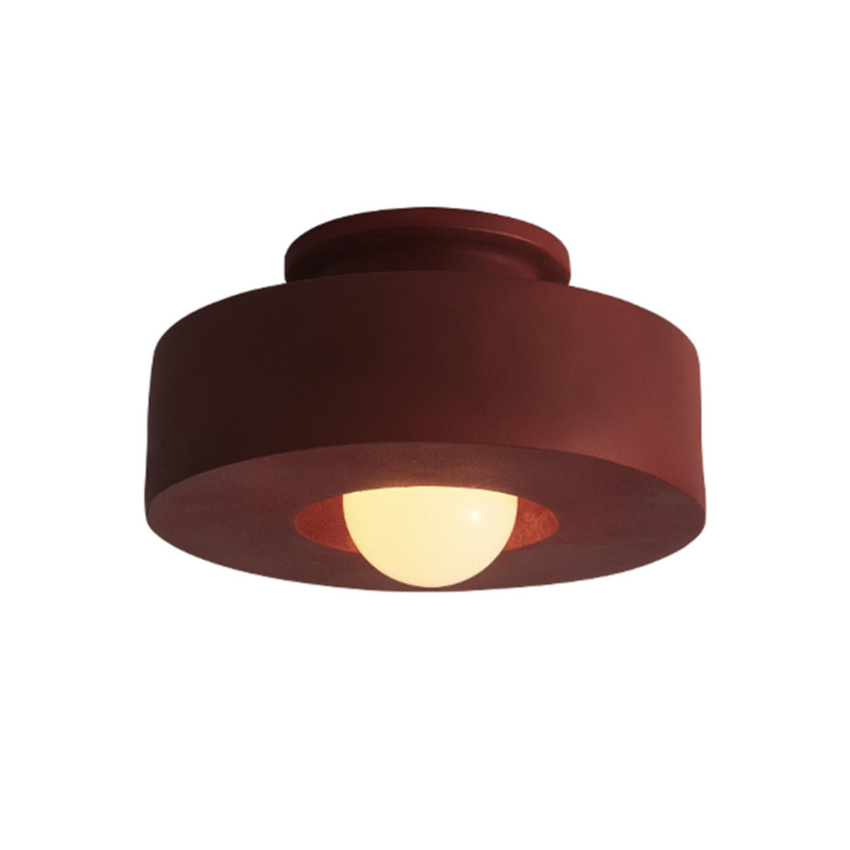 Study Room Mini Red Cylinder Semi-Flush Mount Light Image - 5