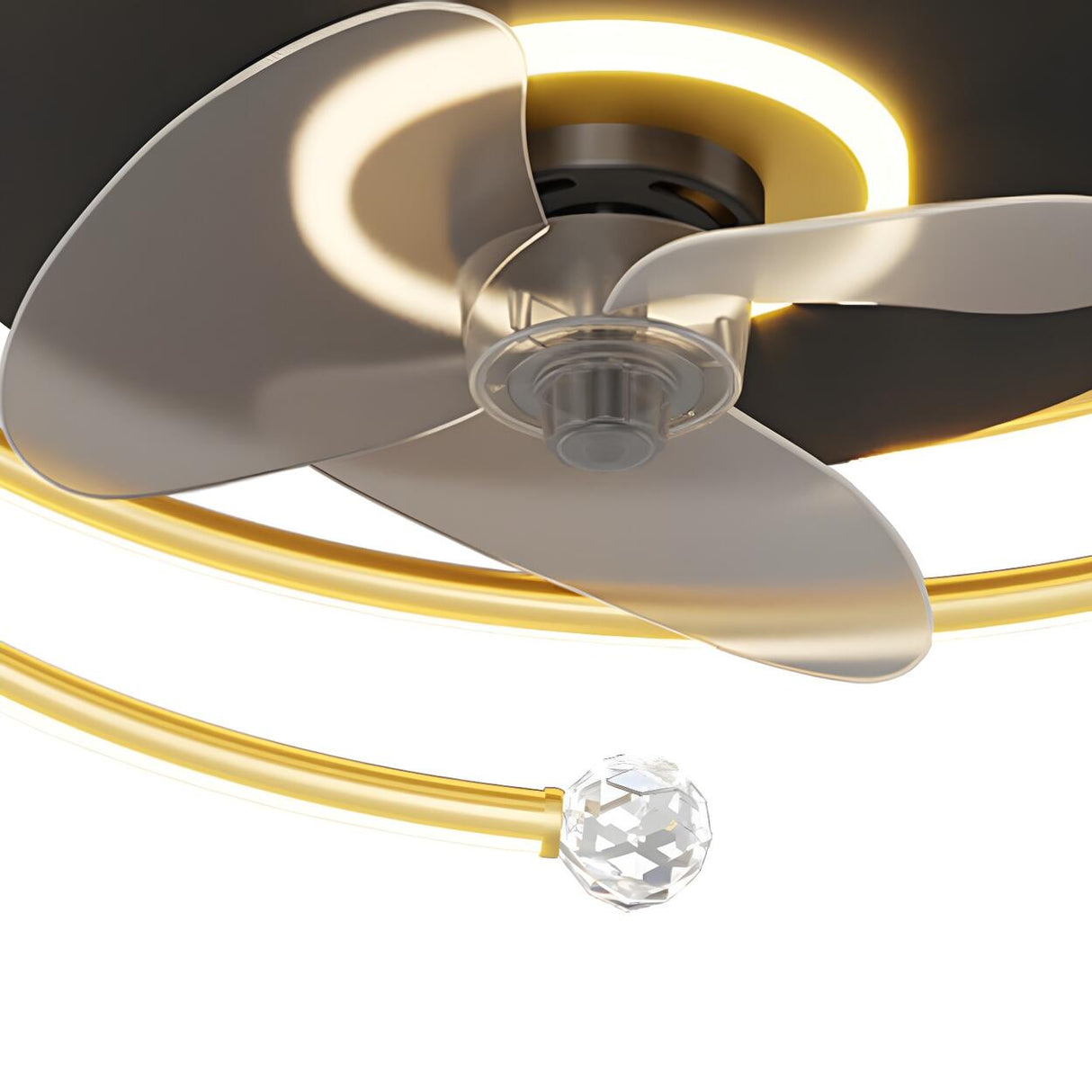 Stylish 3-Blade Circular Ceiling Fan with LED Light Image - 10