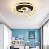 Stylish 3-Blade Circular Ceiling Fan with LED Light Image - 14