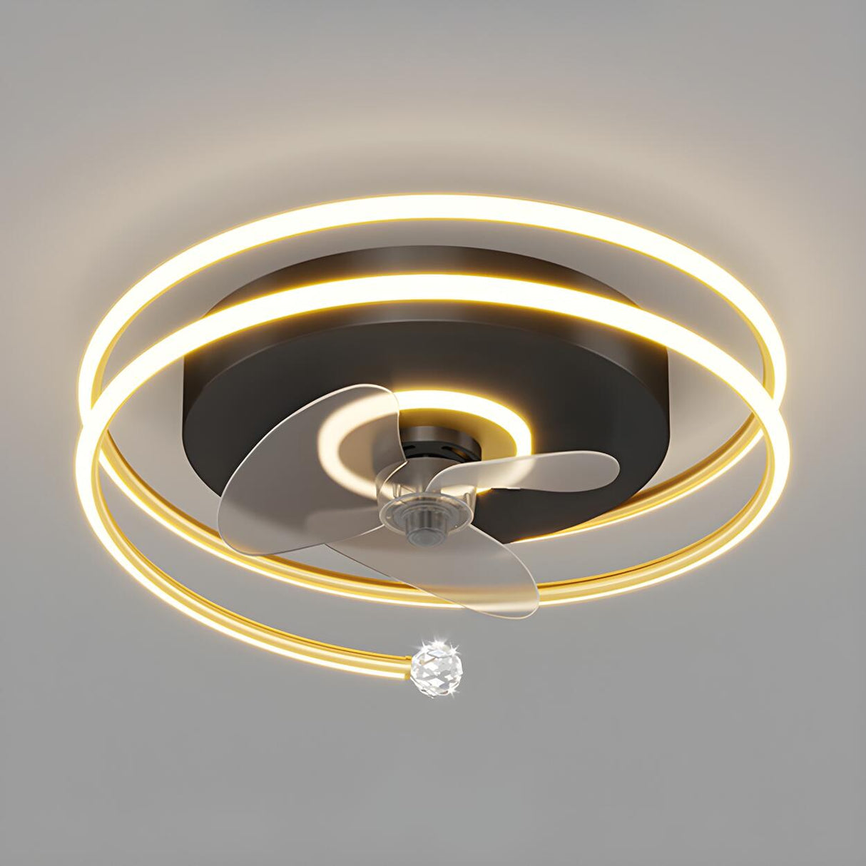 Stylish 3-Blade Circular Ceiling Fan with LED Light Image - 6