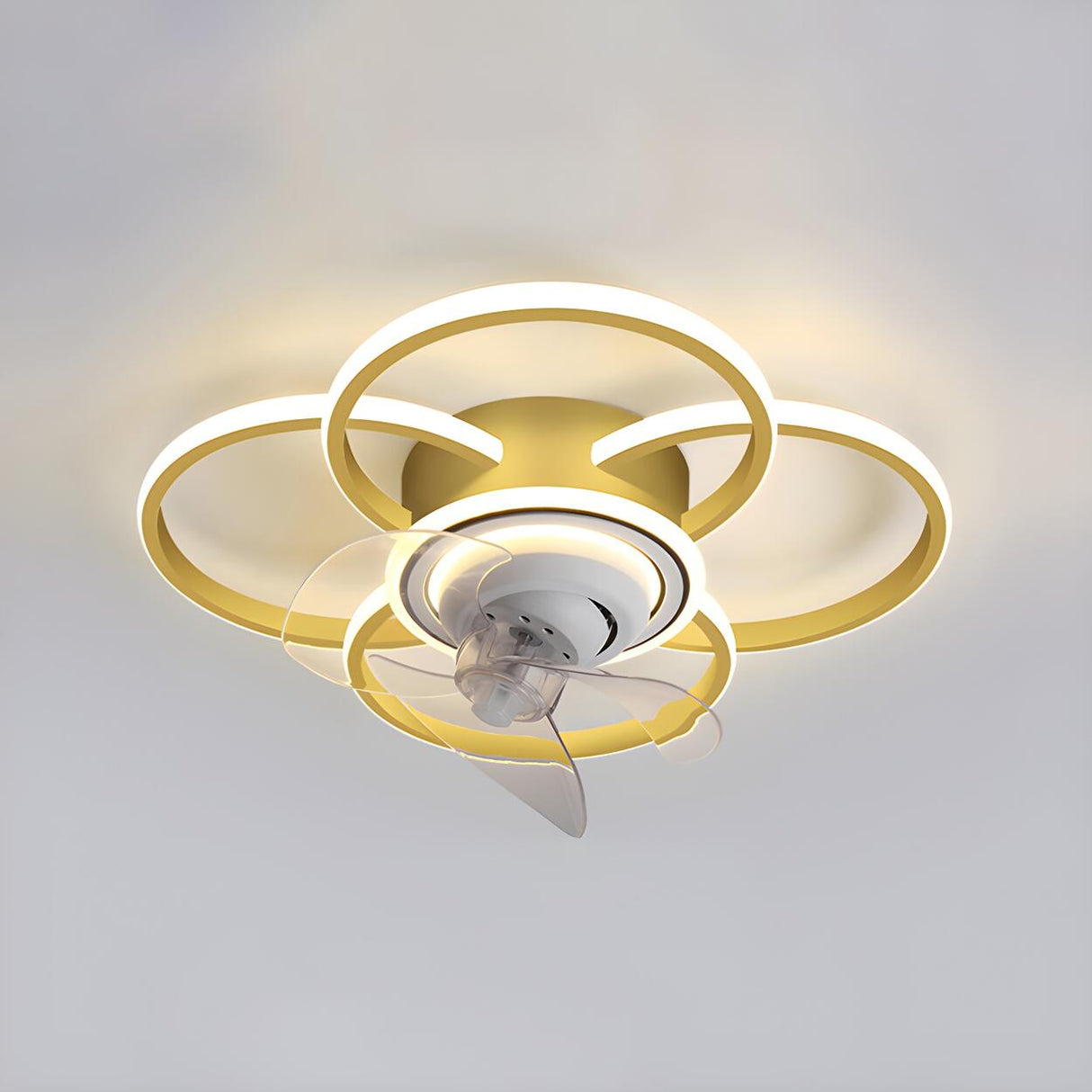 Stylish 5-Light Multi-Ring Metal Ceiling Fan with Light Image - 13