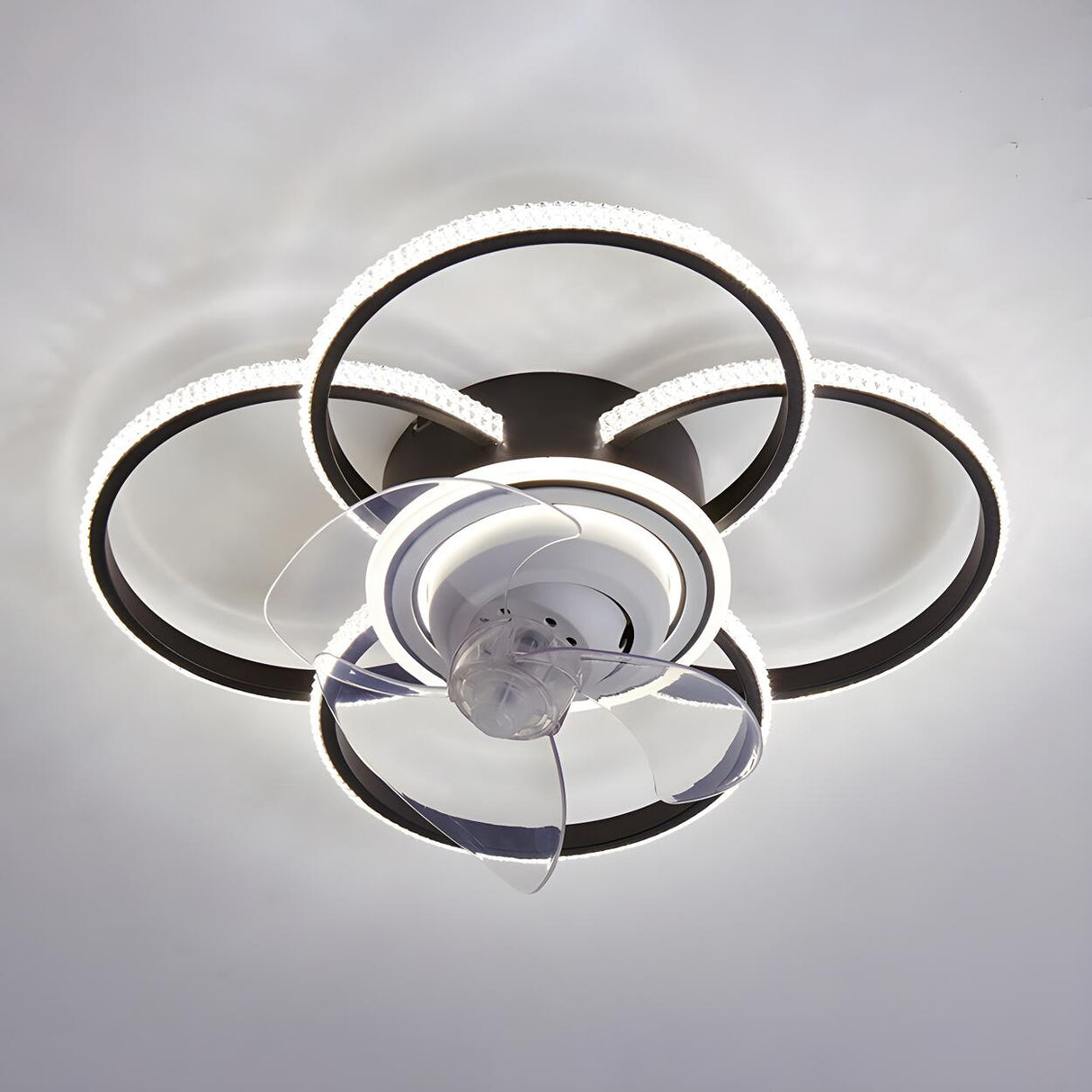 Stylish 5-Light Multi-Ring Metal Ceiling Fan with Light Image - 14