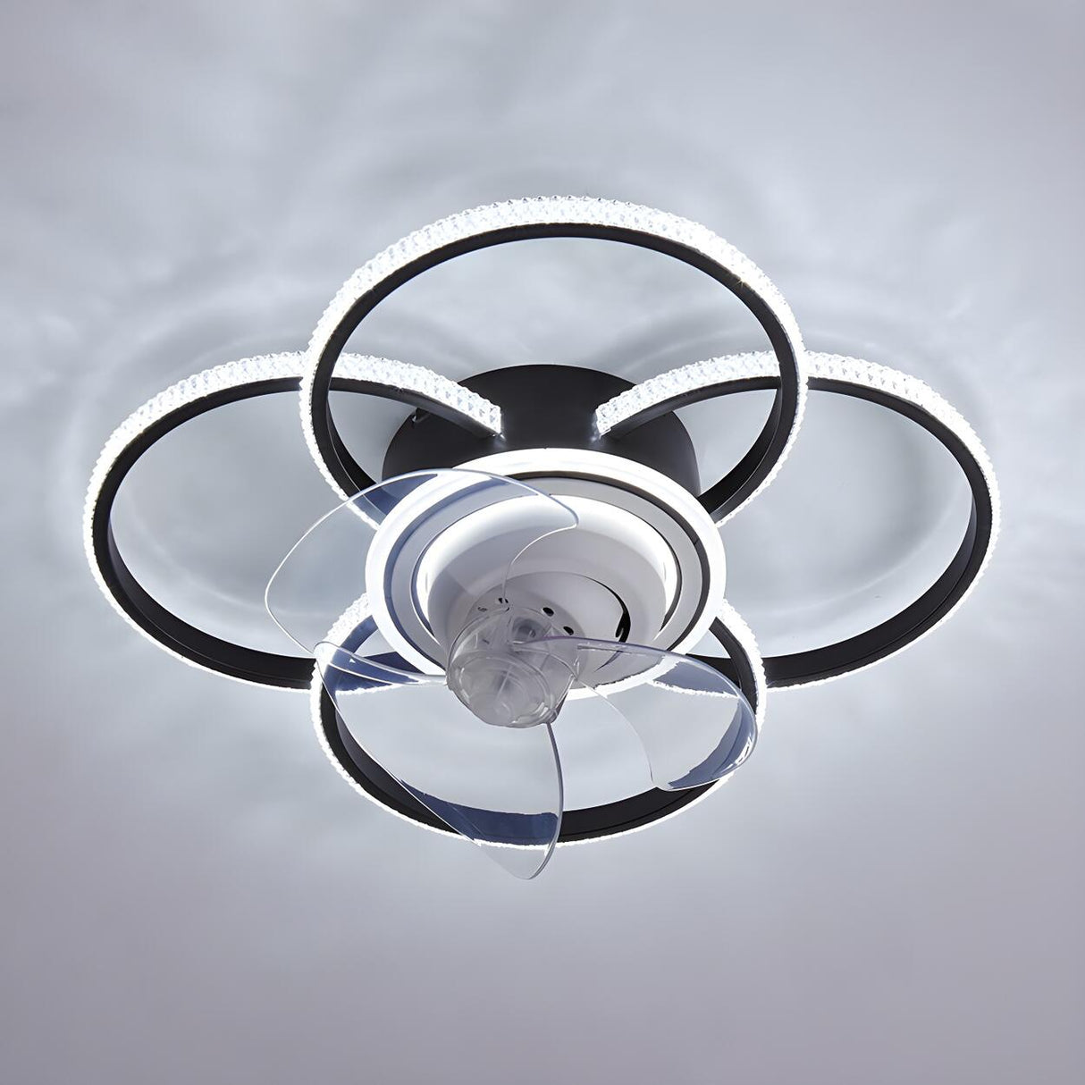 Stylish 5-Light Multi-Ring Metal Ceiling Fan with Light Image - 15