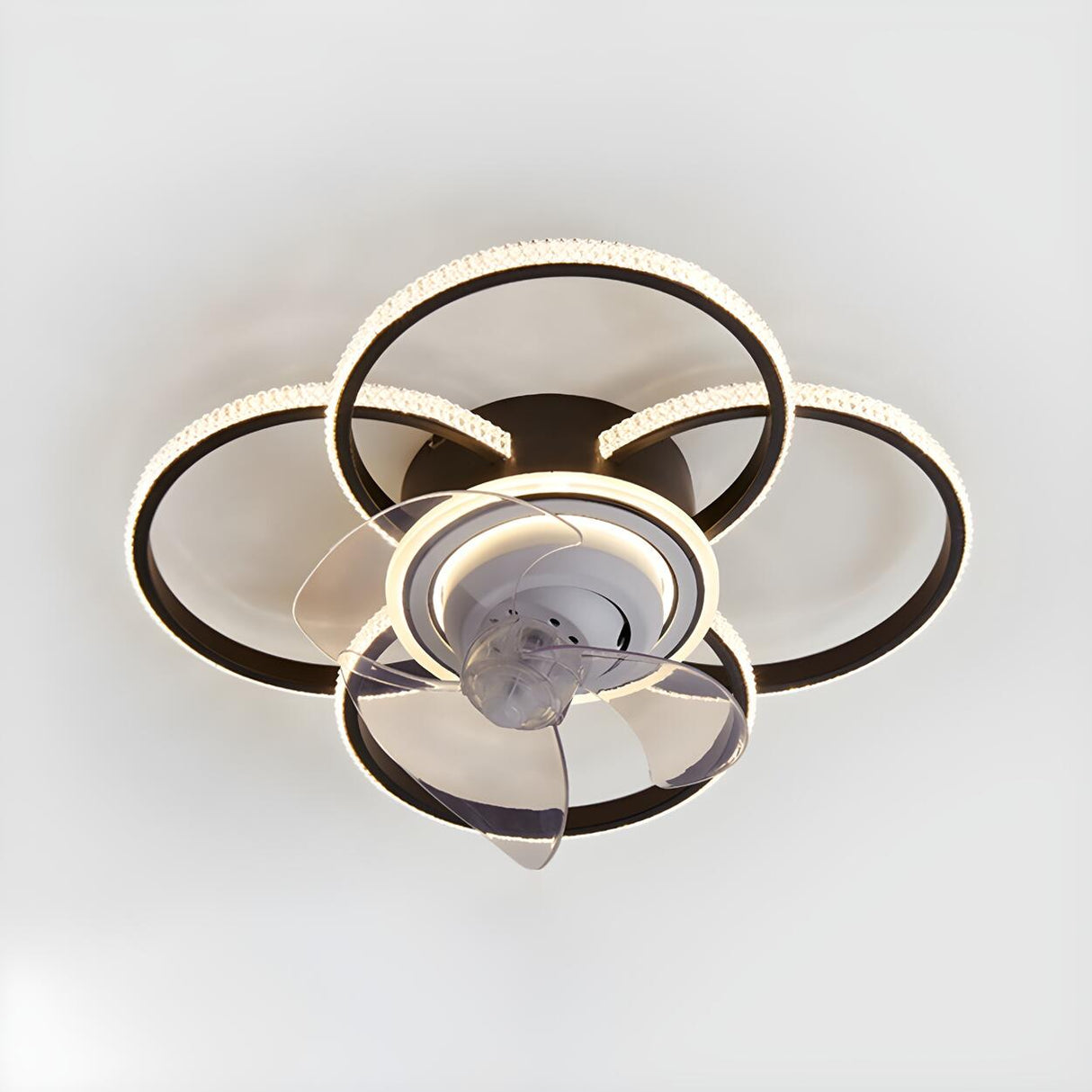 Stylish 5-Light Multi-Ring Metal Ceiling Fan with Light Image - 16