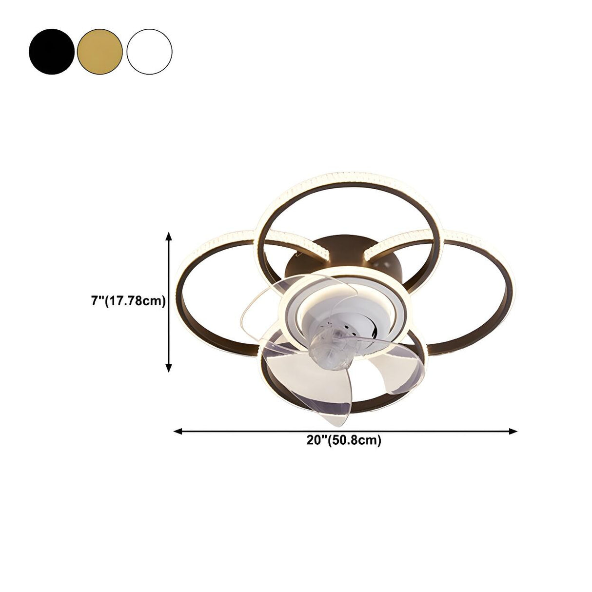 Stylish 5-Light Multi-Ring Metal Ceiling Fan with Light 