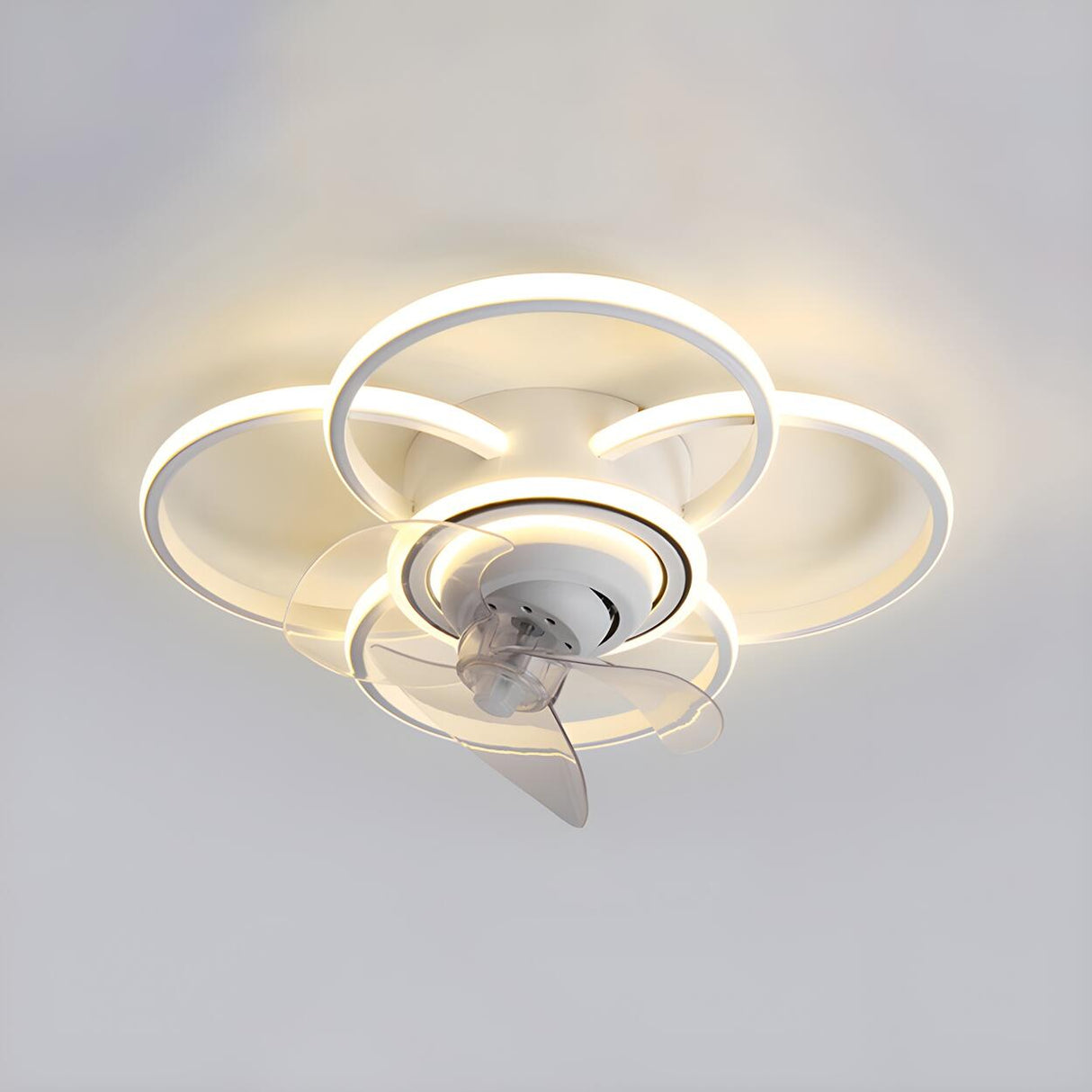 Stylish 5-Light Multi-Ring Metal Ceiling Fan with Light Image - 8