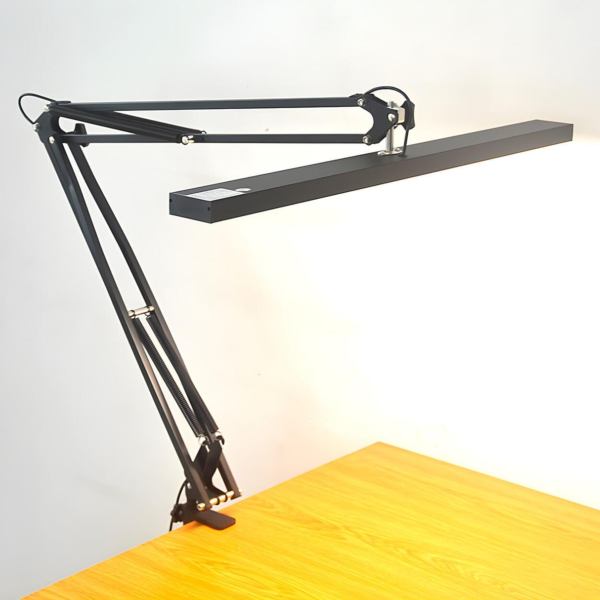 Stylish Adjustable Black Linear Metal Bedside Table Lamp Image - 2