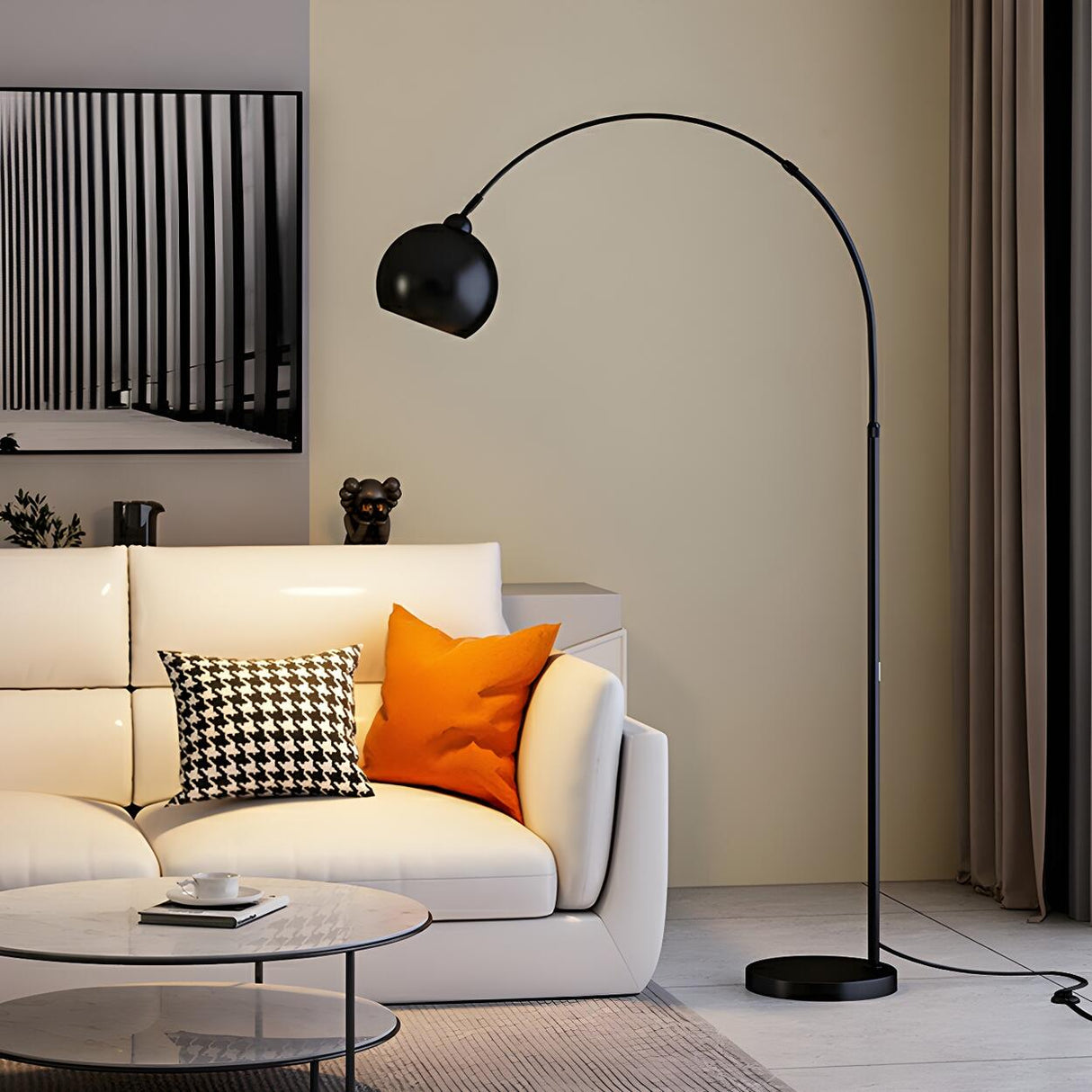 Stylish Adjustable Chrome Dome and Arc Floor Lamp Image - 18