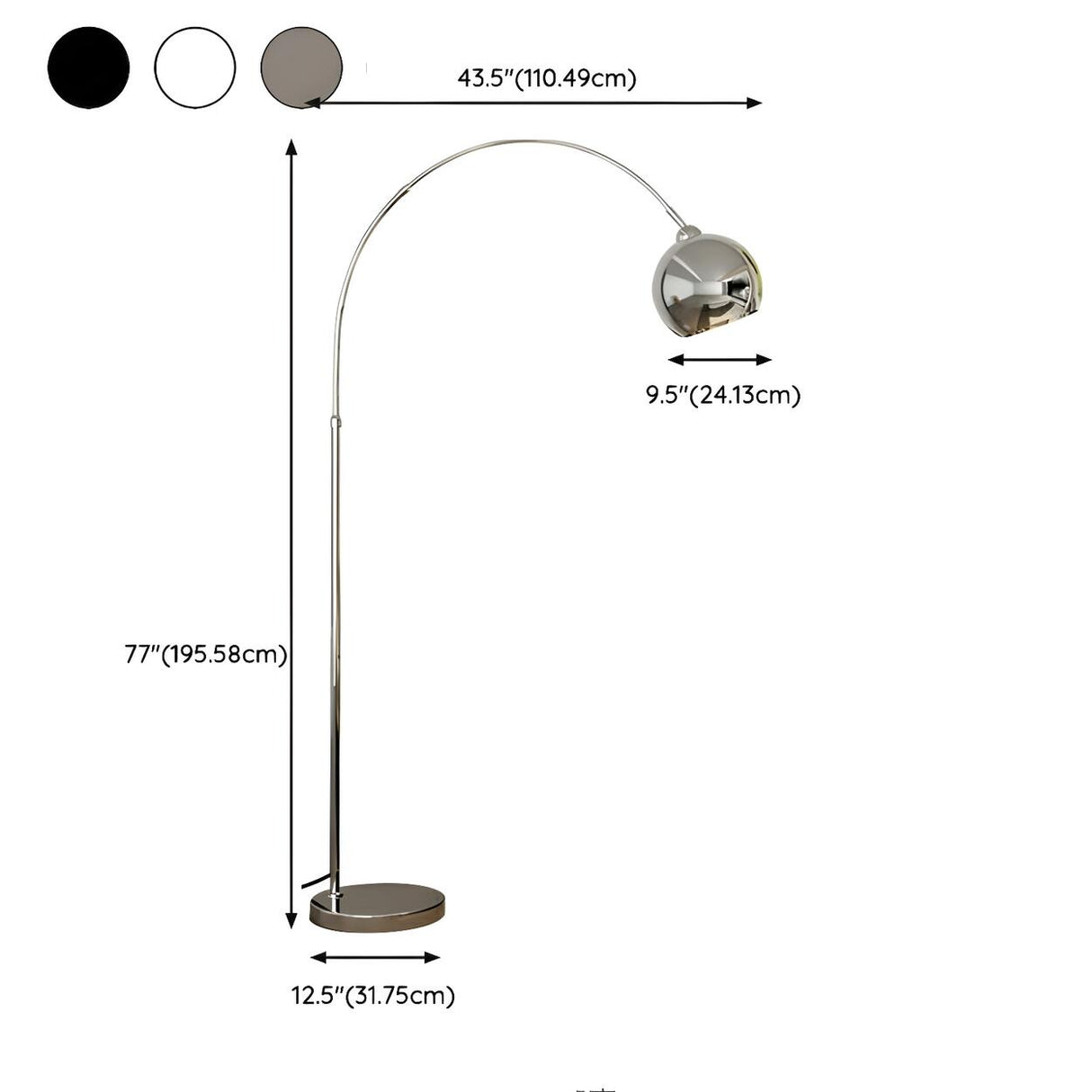 Stylish Adjustable Chrome Dome and Arc Floor Lamp 