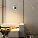 Stylish Adjustable Chrome Dome and Arc Floor Lamp Image - 4