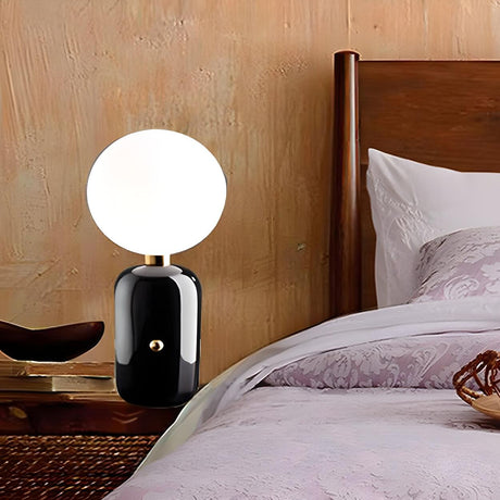 Stylish Ball Shade Cylindrical Metal Base Table Lamp Image - 2