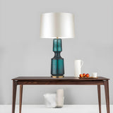 Stylish Barrel Shade Glass Textured Base Table Lamp Image - 6