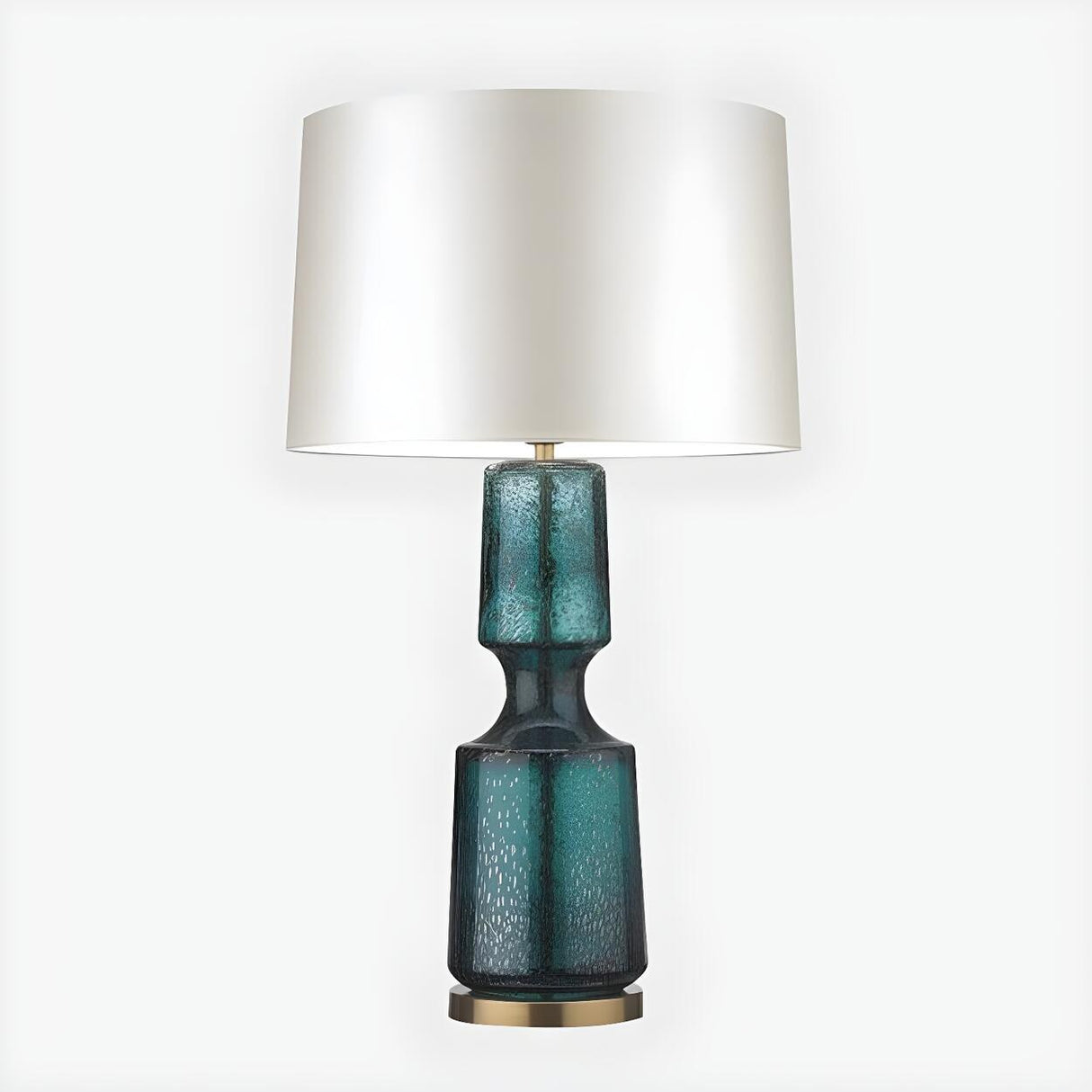 Stylish Barrel Shade Glass Textured Base Table Lamp Image - 9