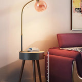 Stylish Bedside Globe Floor Lamp with Integrated Table Image - 12