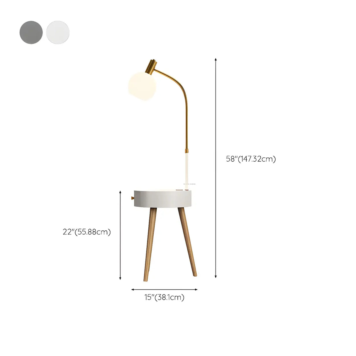 Stylish Bedside Globe Floor Lamp with Integrated Table 