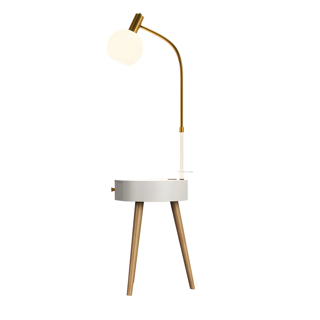 Stylish Bedside Globe Floor Lamp with Integrated Table Image - 3