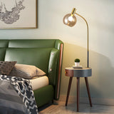 Stylish Bedside Globe Floor Lamp with Integrated Table Image - 5