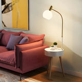 Stylish Bedside Globe Floor Lamp with Integrated Table Image - 6