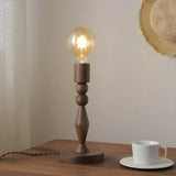 Stylish Beige Bell Shade Curved Wood Base Table Lamp Image - 14