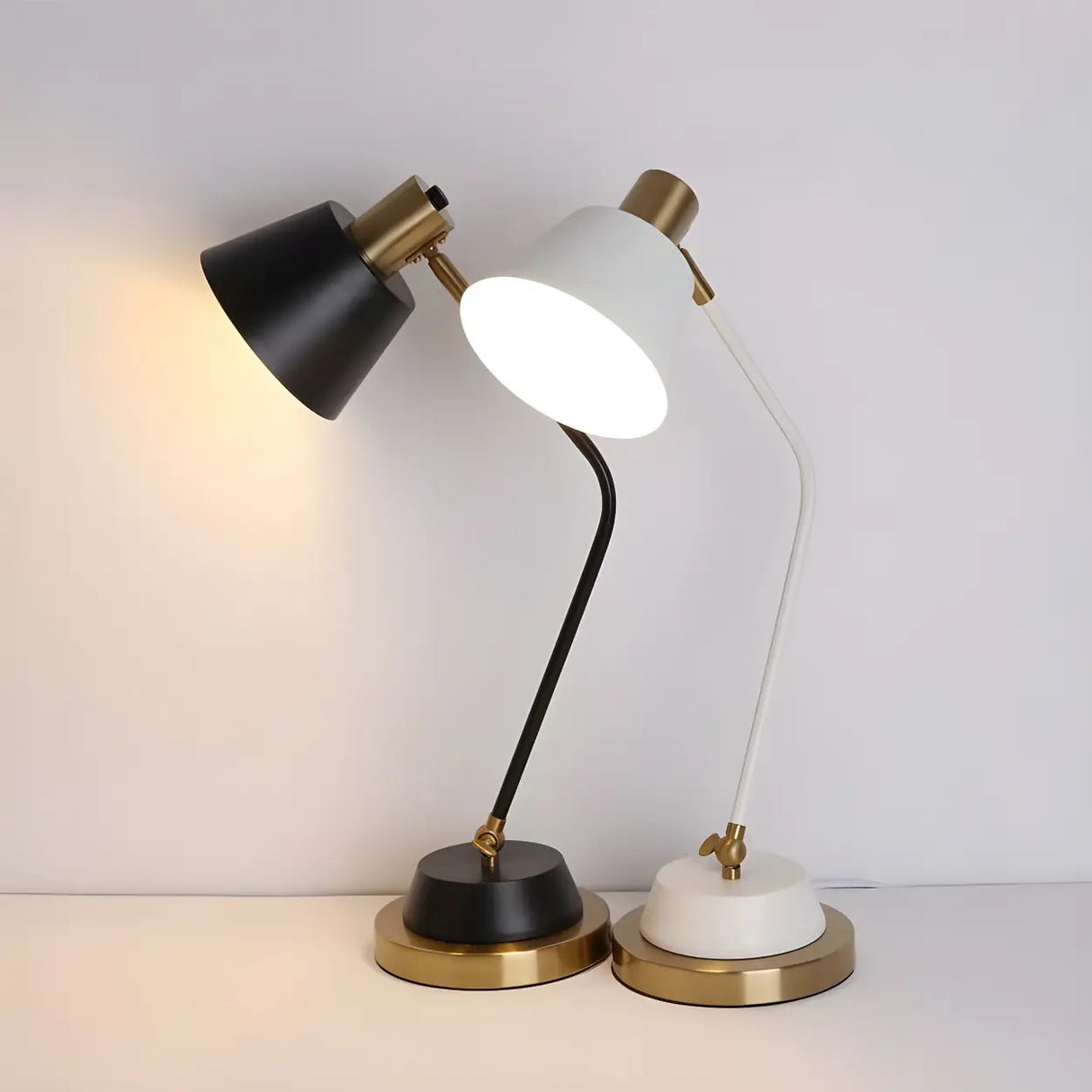 Stylish Bell Shade Bend Arm Small Study Table Lamp Image - 1