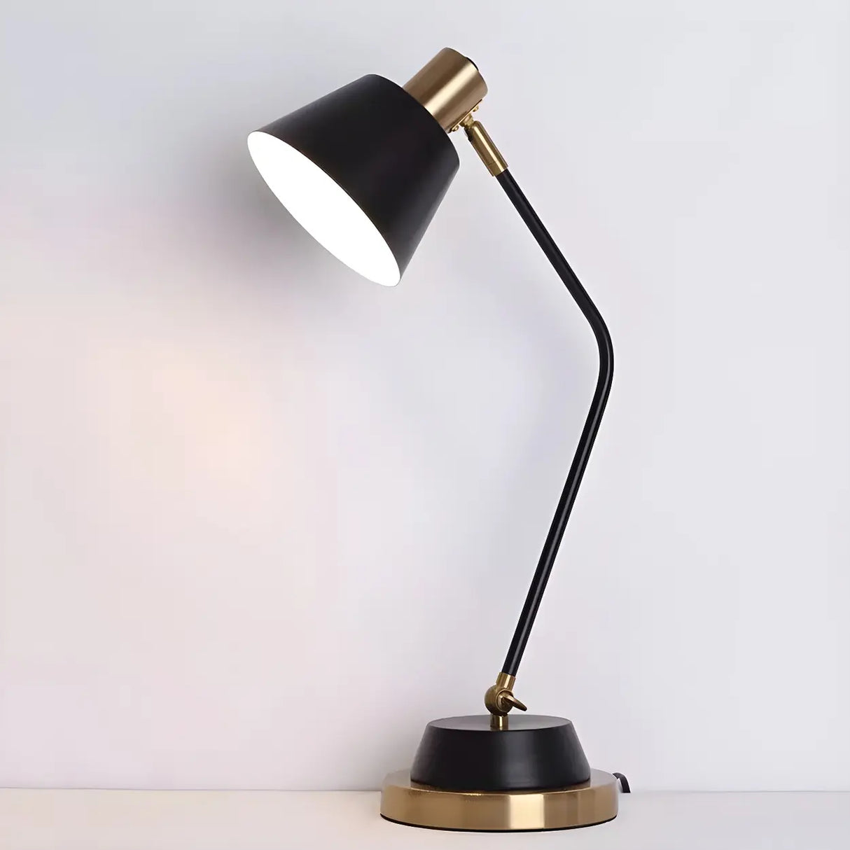 Stylish Bell Shade Bend Arm Small Study Table Lamp Image - 8