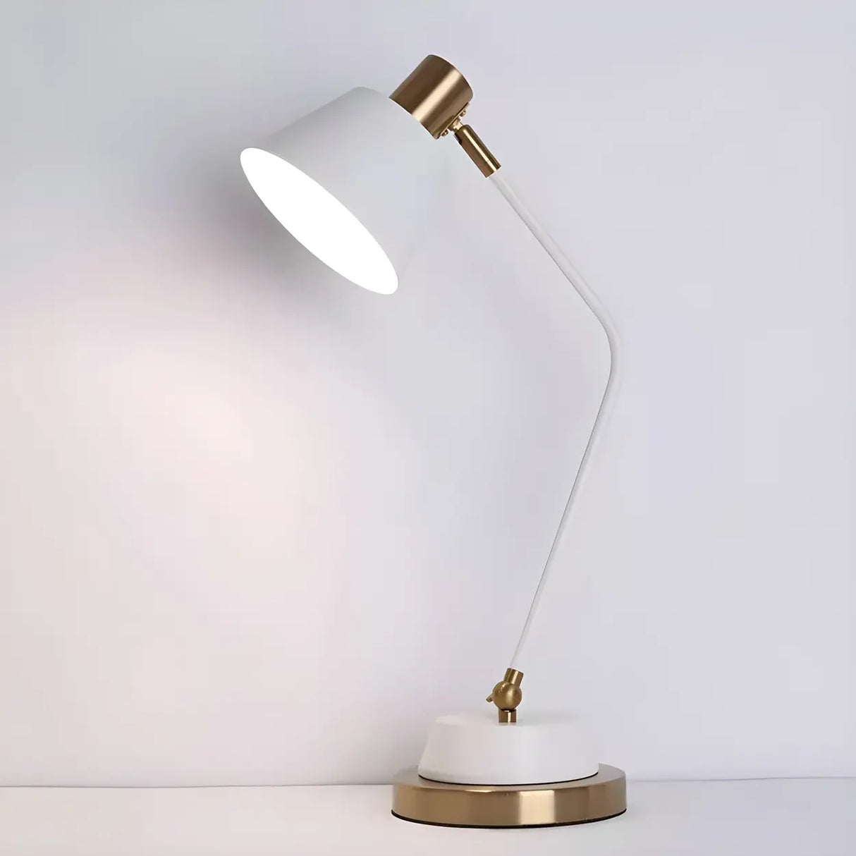 Stylish Bell Shade Bend Arm Small Study Table Lamp Image - 9