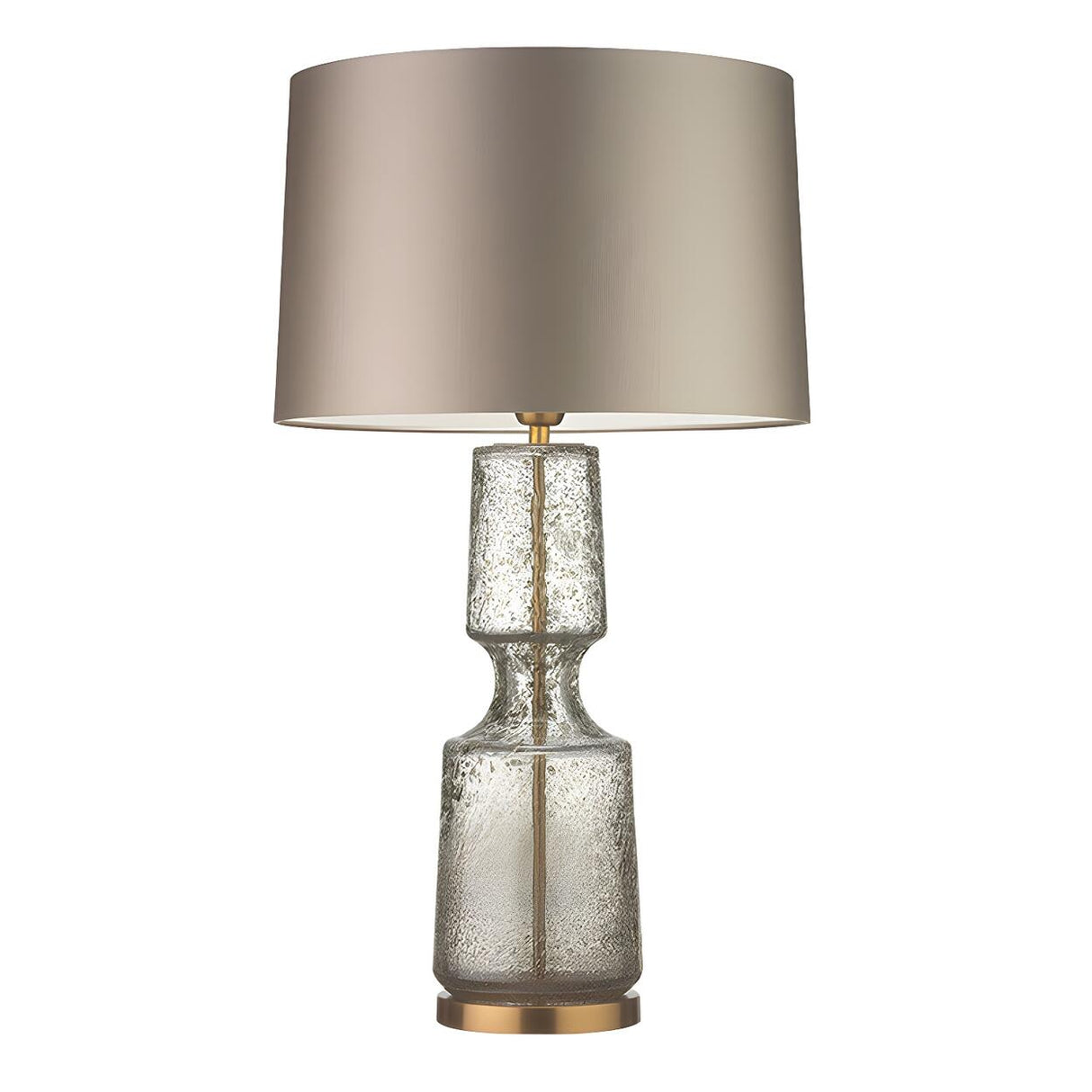 Stylish Black Barrel Fabric Gold Glass Base Table Lamp Image - 5