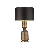 Stylish Black Barrel Fabric Gold Glass Base Table Lamp Image - 8