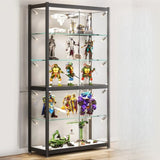 Stylish Black Clear Glass Adjustable Display Cabinet Image - 11