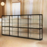 Stylish Black Clear Glass Adjustable Display Cabinet Image - 17