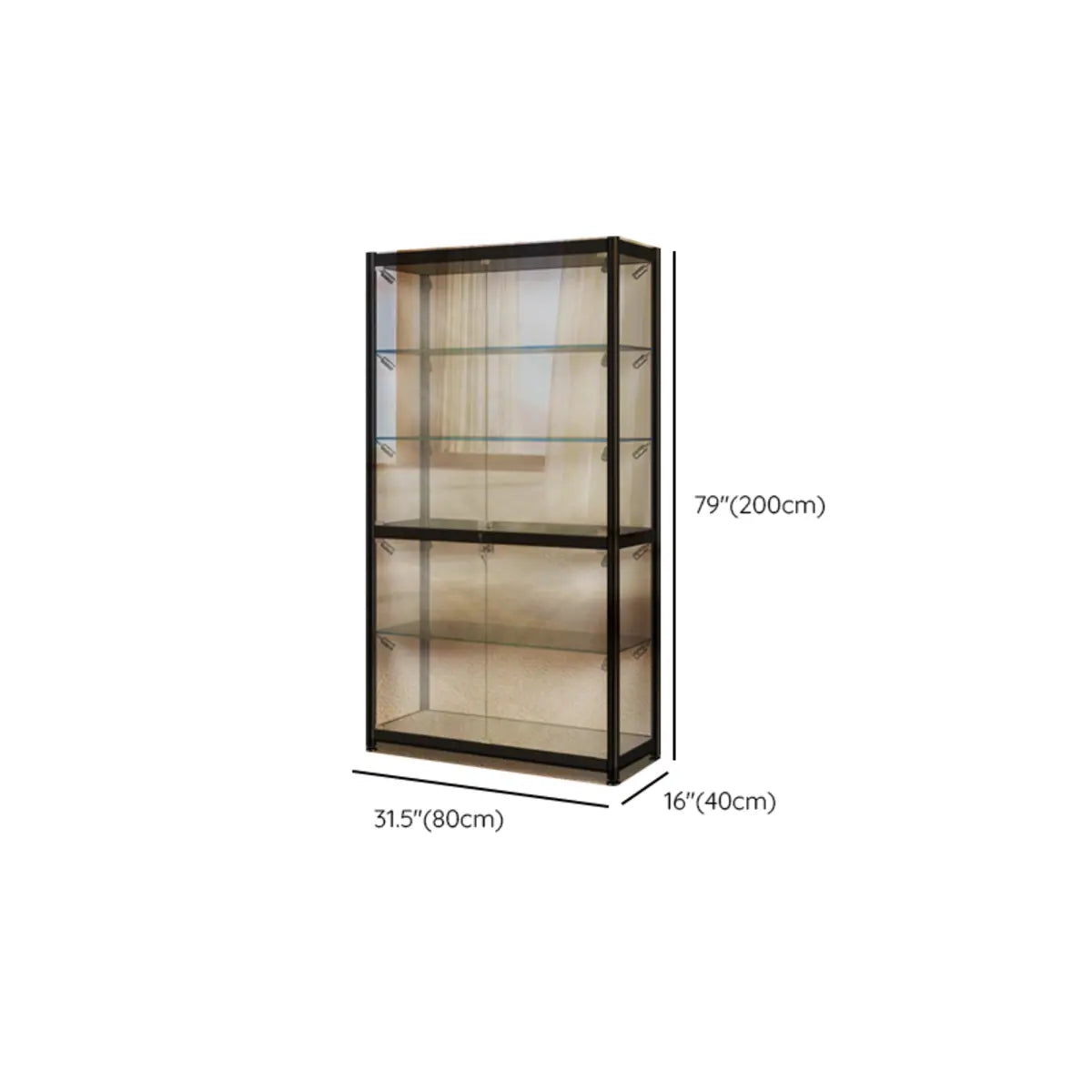 Stylish Black Clear Glass Adjustable Display Cabinet Image - 22