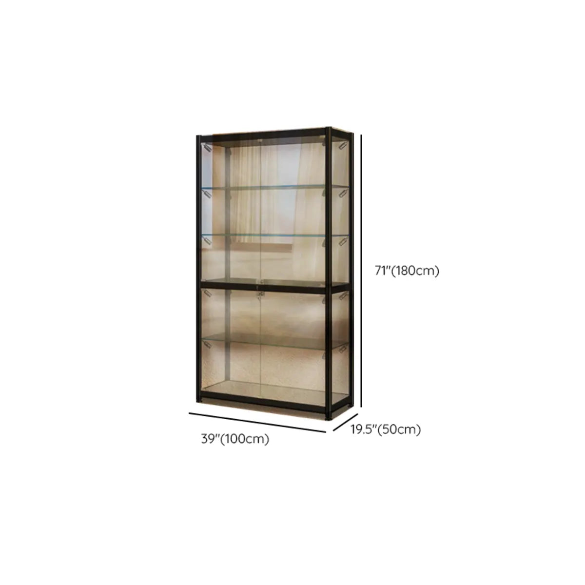 Stylish Black Clear Glass Adjustable Display Cabinet Image - 25