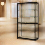 Stylish Black Clear Glass Adjustable Display Cabinet Image - 3