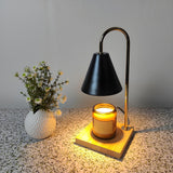 Stylish Black Cone Shade Wood Candle Warmer Table Lamp Image - 1