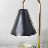 Stylish Black Cone Shade Wood Candle Warmer Table Lamp Image - 11