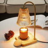 Stylish Black Cone Shade Wood Candle Warmer Table Lamp Image - 5