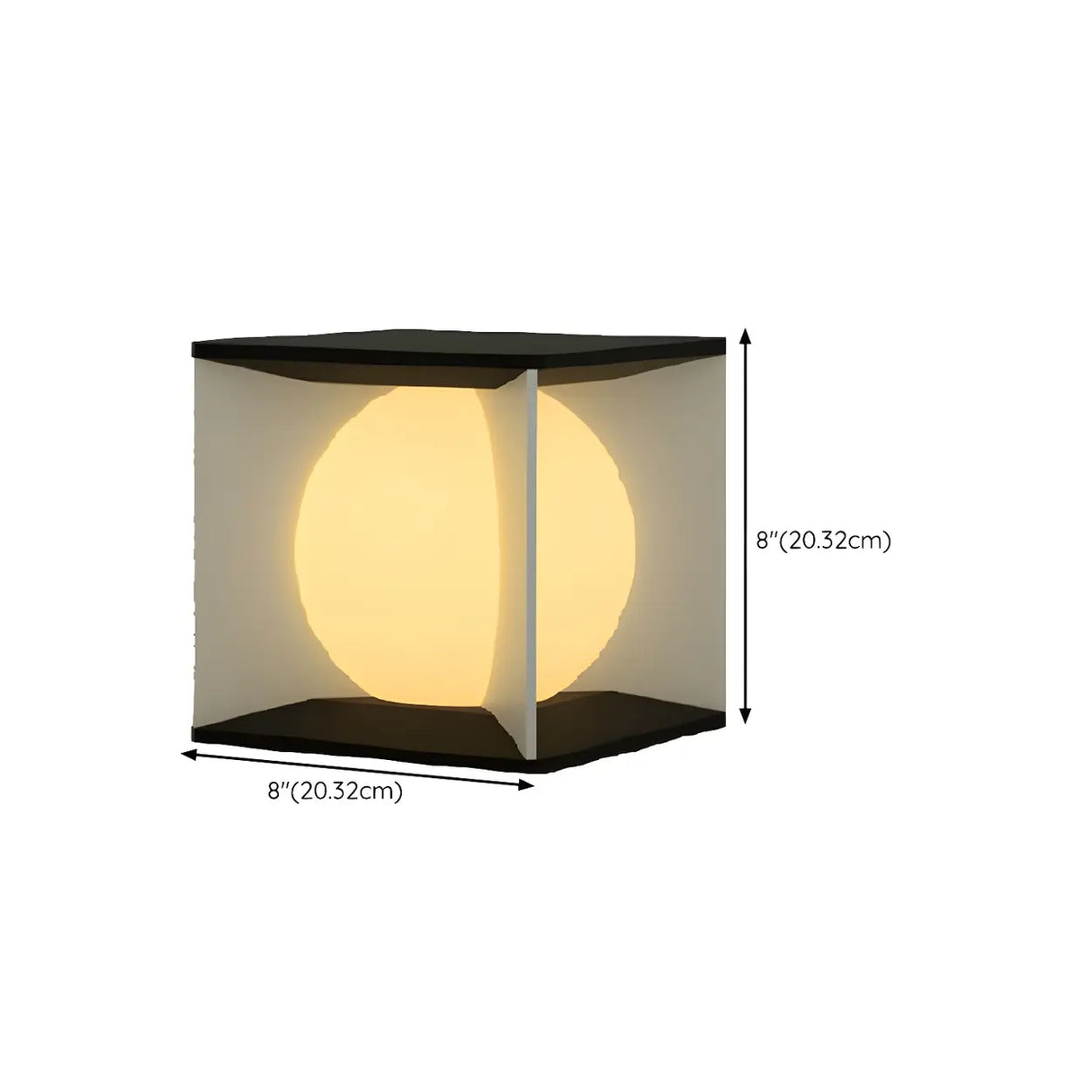 Stylish Black Cube Ball Decor Metal Outdoor Post Light 