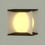 Stylish Black Cube Ball Decor Metal Outdoor Post Light Image - 6