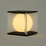 Stylish Black Cube Ball Decor Metal Outdoor Post Light Image - 7