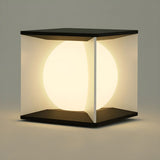 Stylish Black Cube Ball Decor Metal Outdoor Post Light Image - 8