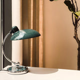 Stylish Black Domed Curved Metal Arm Modern Table Lamp Image - 3