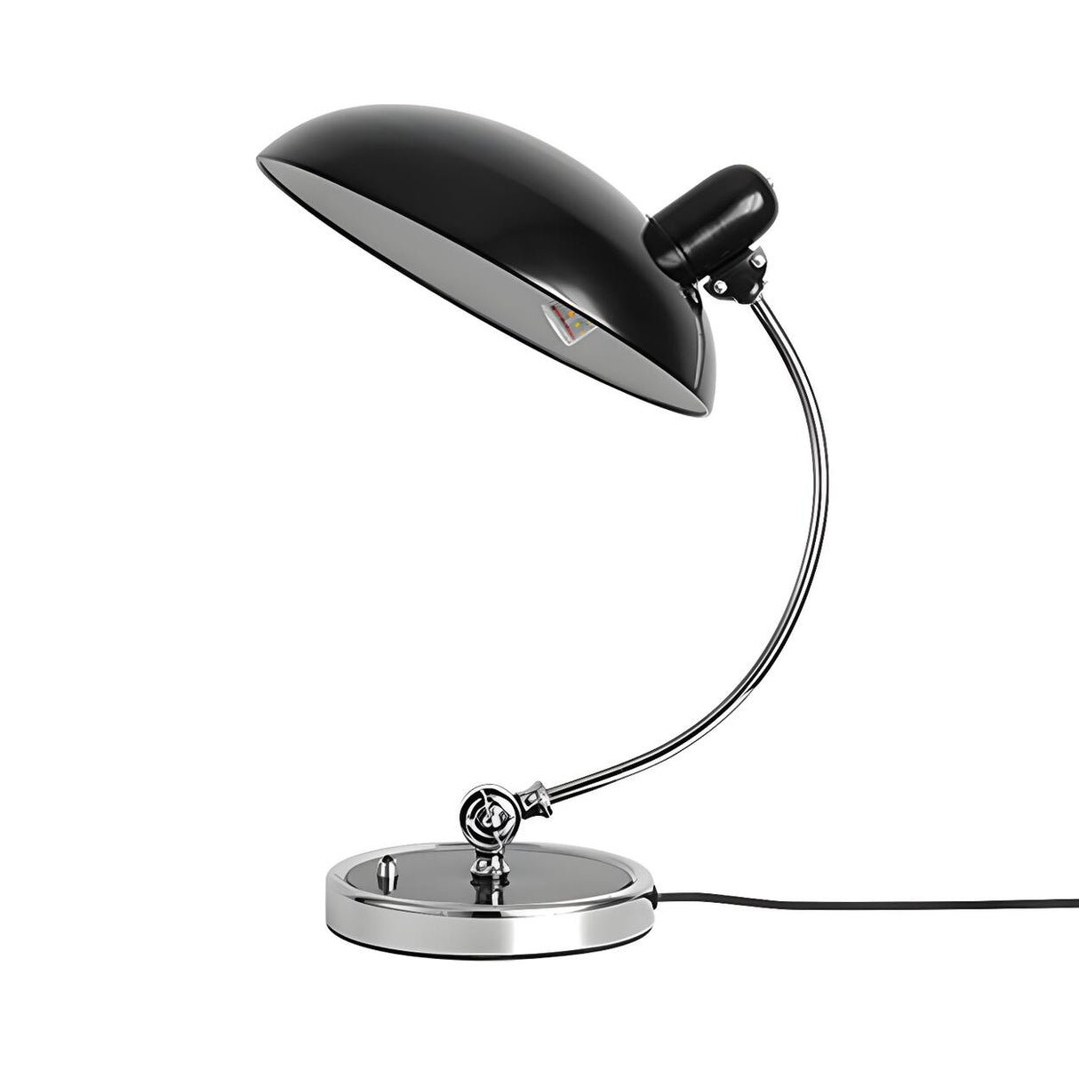 Stylish Black Domed Curved Metal Arm Modern Table Lamp Image - 6