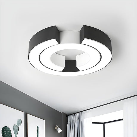 Stylish Black Double C Shaped LED Flush Mount Light Image - 1