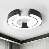 Stylish Black Double C Shaped LED Flush Mount Light Image - 2