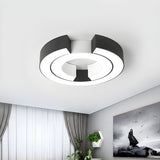 Stylish Black Double C Shaped LED Flush Mount Light Image - 3