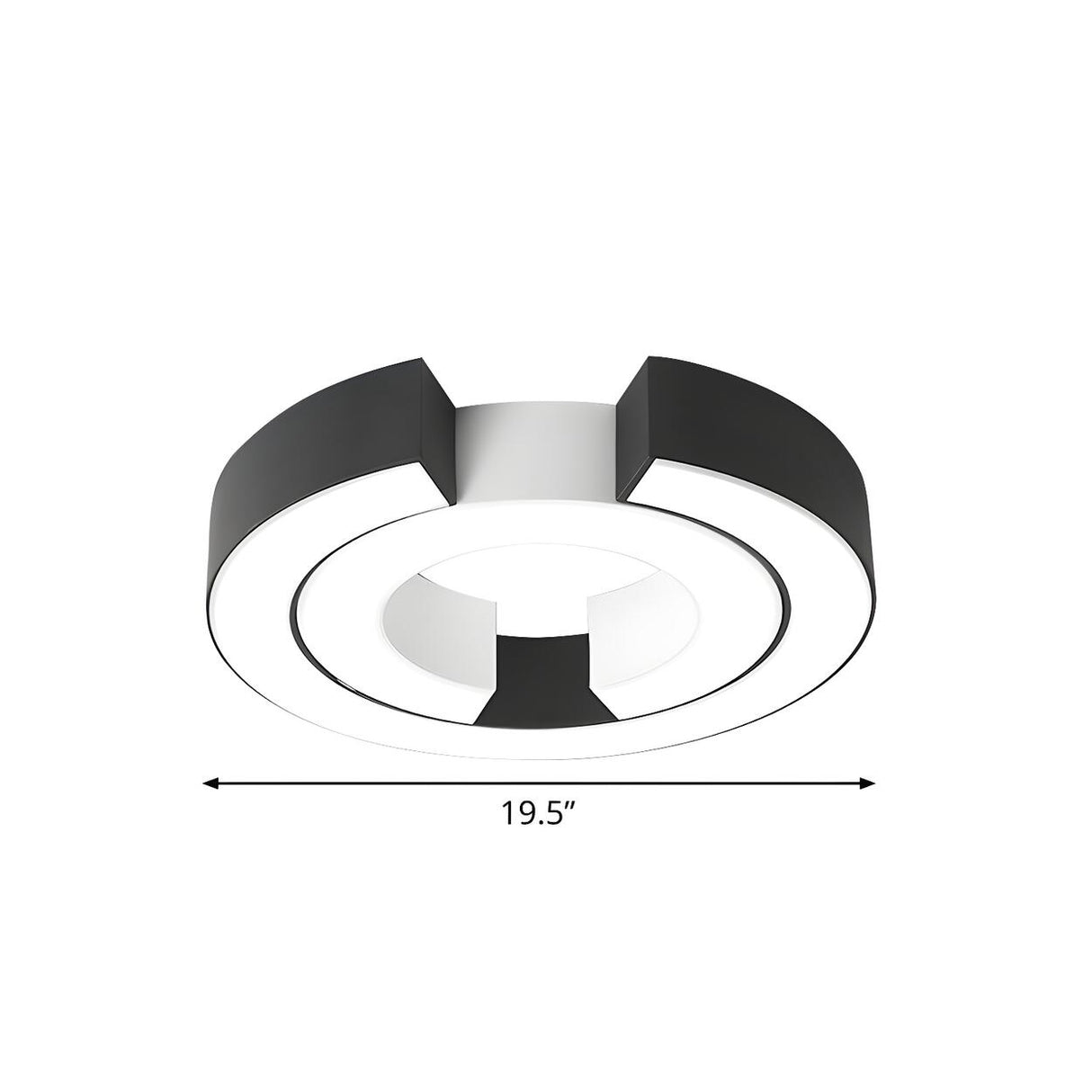 Stylish Black Double C Shaped LED Flush Mount Light Image - 5