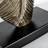 Stylish Black Drum Shade Chic Feather Base Table Lamp Image - 10